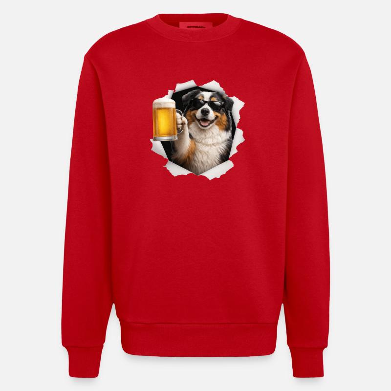 Australian Shepherd Bier - Heavyweight Oversized Organic Crew Neck Made in EU - Rot
