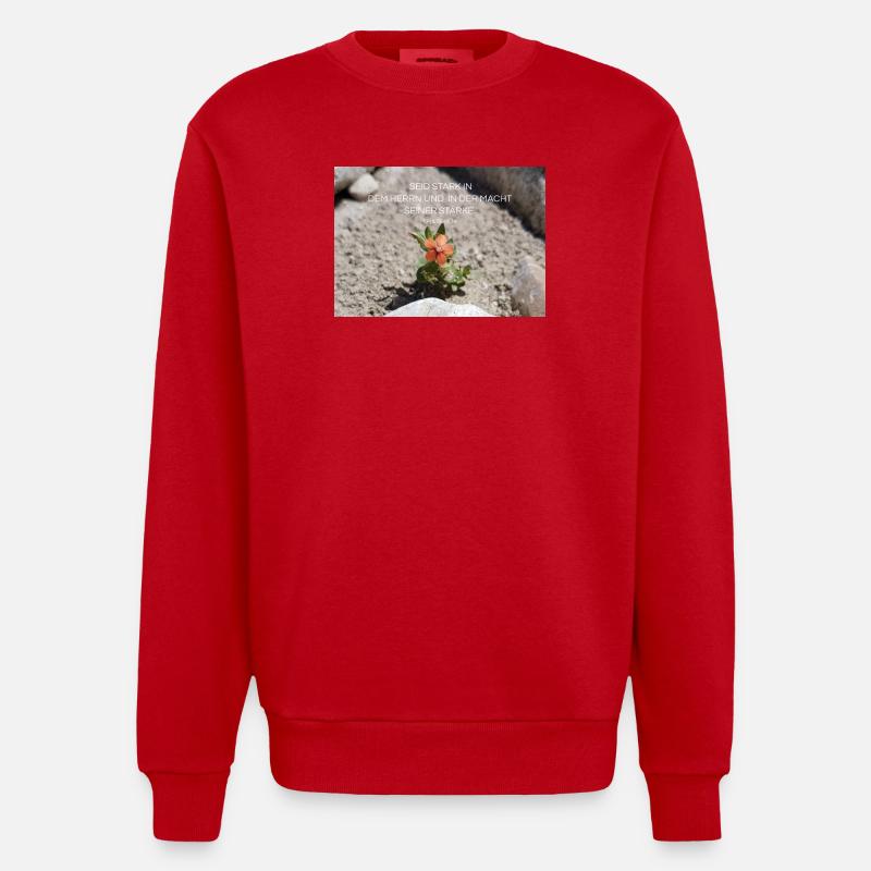 Kraft durch Glauben Blume der Stärke - Heavyweight Oversized Organic Crew Neck Made in EU - Rot