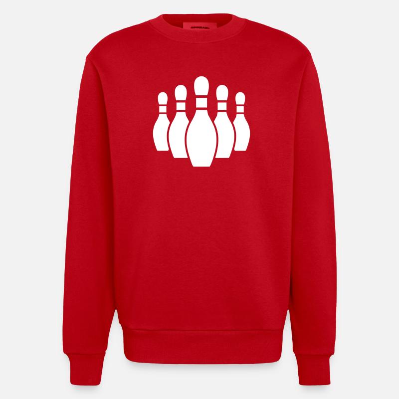 Silhouette des quilles de bowling - Sweat bio épais oversize fabriqué en UE - rouge