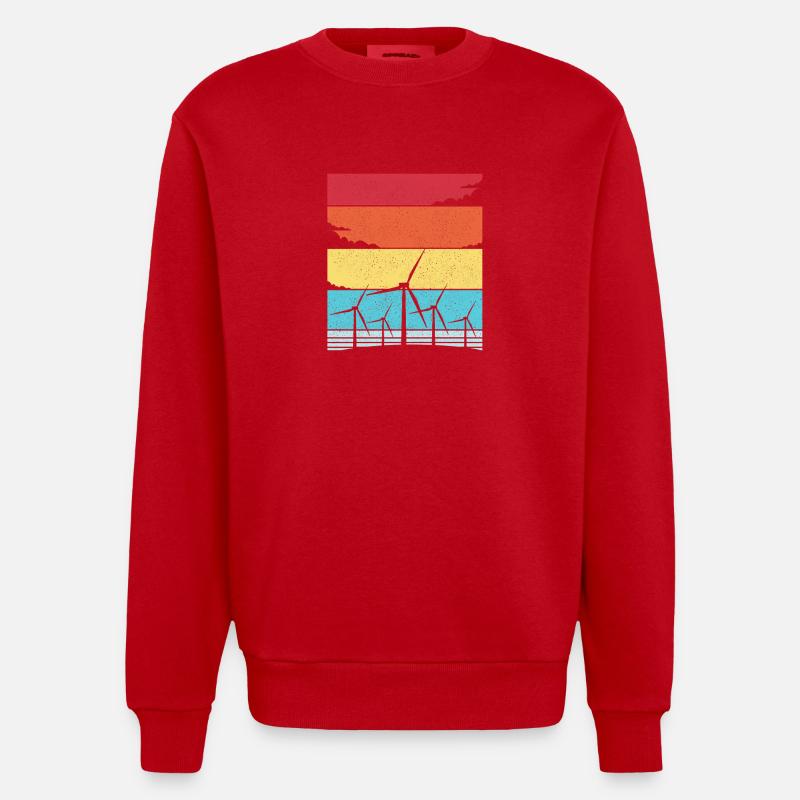 Énergie éolienne Éolienne Éolienne - Sweat bio épais oversize fabriqué en UE - rouge