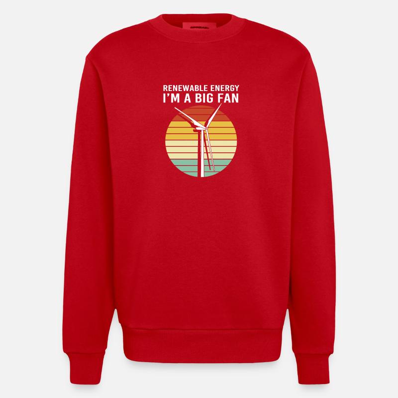 Énergie éolienne Éolienne Énergie éolienne - Sweat bio épais oversize fabriqué en UE - rouge