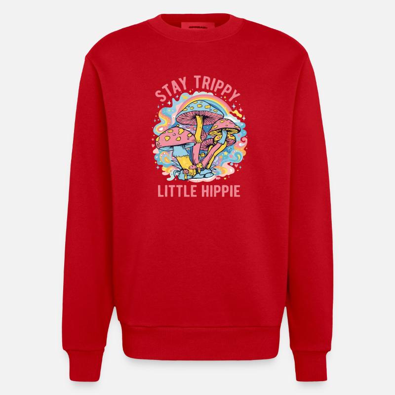 Reste Petit Art psychédélique hippie psychédélique - Sweat bio épais oversize fabriqué en UE - rouge