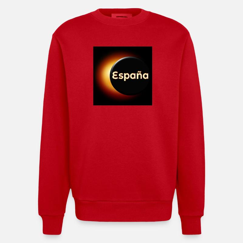Total Solar Eclipse Spain - Heavyweight Oversized Organic Crew Neck Made in EU - red