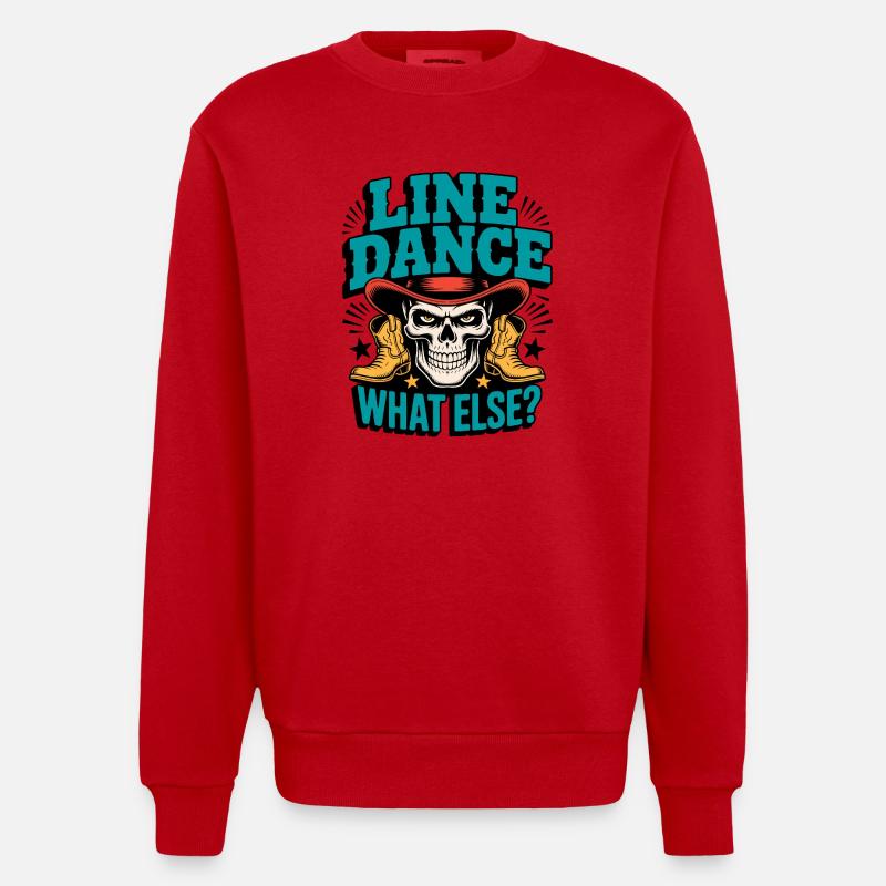 Line Dance Schädel mit Stiefeln - Heavyweight Oversized Organic Crew Neck Made in EU - Rot