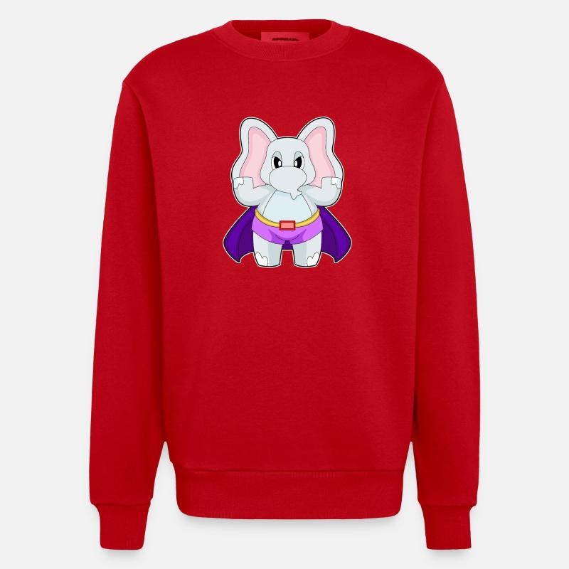 Cape de super-héros éléphant - Sweat bio épais oversize fabriqué en UE - rouge