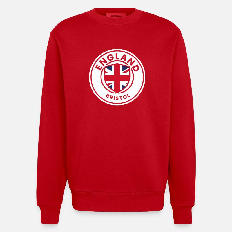 Emblème de Bristol en Angleterre - Sweat bio épais oversize fabriqué en UE - rouge
