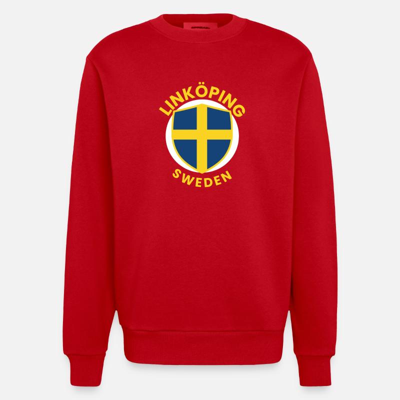Linköping Suède Shield Tee - Sweat bio épais oversize fabriqué en UE - rouge