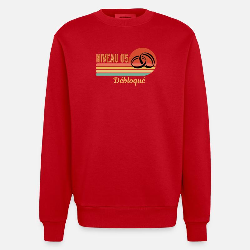Niveau 05 débloqué design rétro graphique - Sweat bio épais oversize fabriqué en UE - rouge