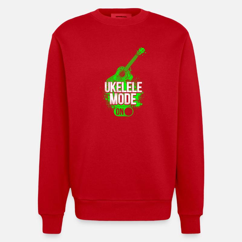 Hawaiian Ukulele Uke Ukulele Mode - Heavyweight Oversized Organic Crew Neck Made in EU - Rot