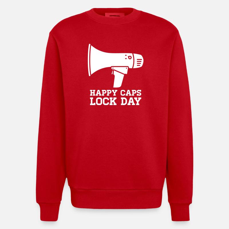 Megafon Happy Caps Lock Day Nerd  - Heavyweight Oversized Organic Crew Neck Made in EU - Rot
