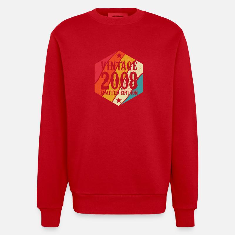 Édition limitée cadeau d’anniversaire 2008 - Sweat bio épais oversize fabriqué en UE - rouge