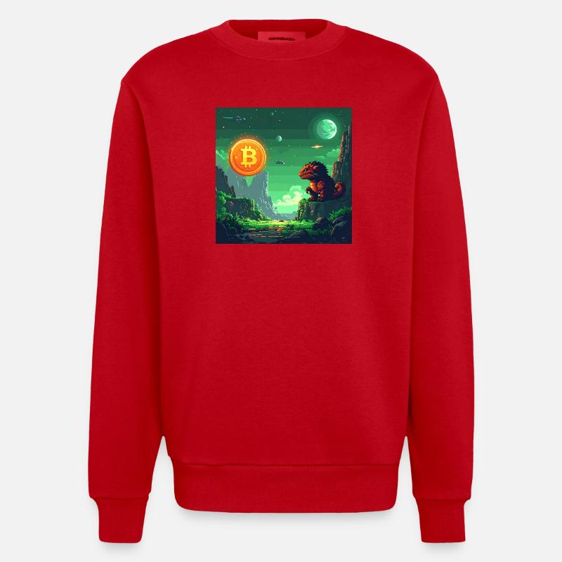 Odyssée Bitcoin dans l’espace - Sweat bio épais oversize fabriqué en UE - rouge