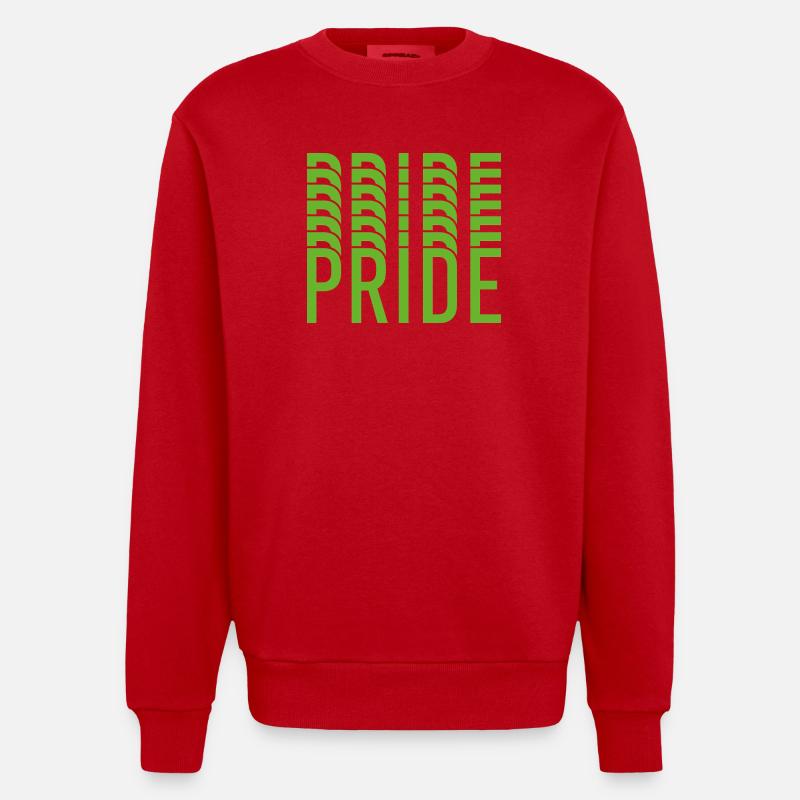 Conception du texte Lime Green Pride - Sweat bio épais oversize fabriqué en UE - rouge