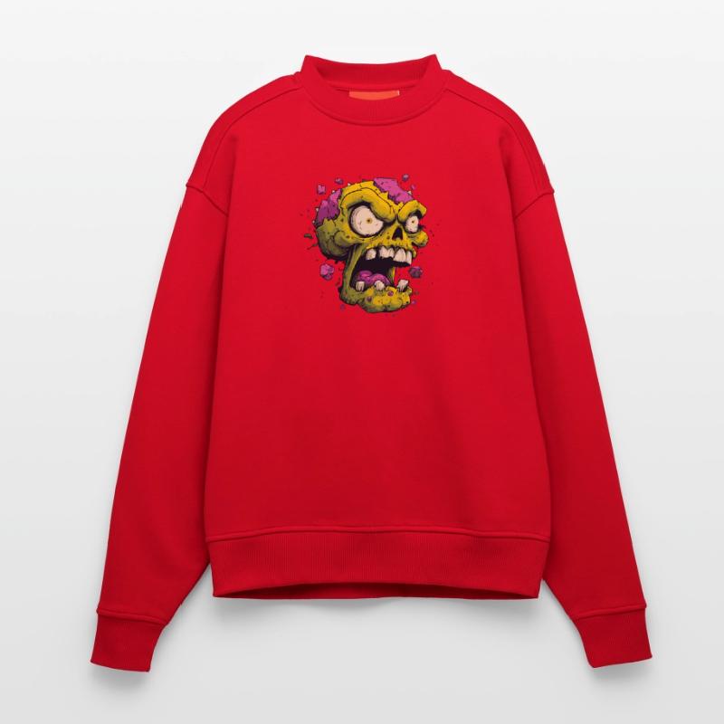 Exploding Skull – Comic Horror Motif Heavyweight Oversized Organic Crew Neck Made in EU