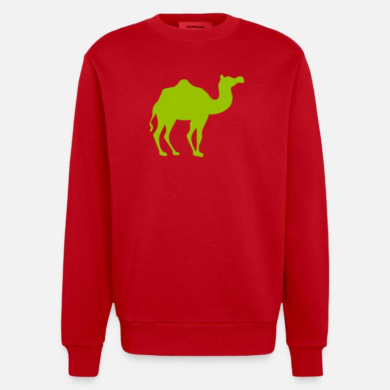Leuchtendes Kamel Silhouette - Heavyweight Oversized Organic Crew Neck Made in EU - Rot