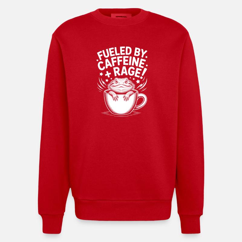 Kaffee Sprüche Koffein Lustiges Kaffee Geschenk - Heavyweight Oversized Organic Crew Neck Made in EU - Rot