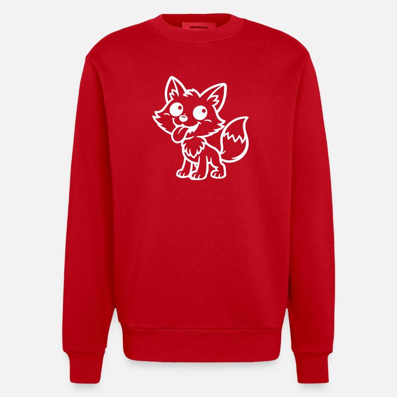 Fox Comic Funny - Sweat bio épais oversize fabriqué en UE - rouge