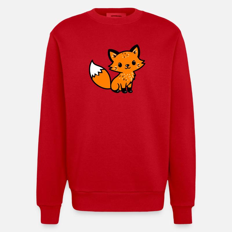 Fuchs Niedlich Comic - Heavyweight Oversized Organic Crew Neck Made in EU - Rot