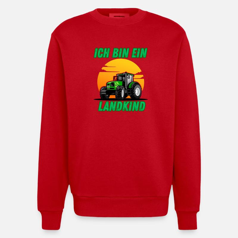 Traktor - Ich bin ein Landkind - Heavyweight Oversized Organic Crew Neck Made in EU - Rot
