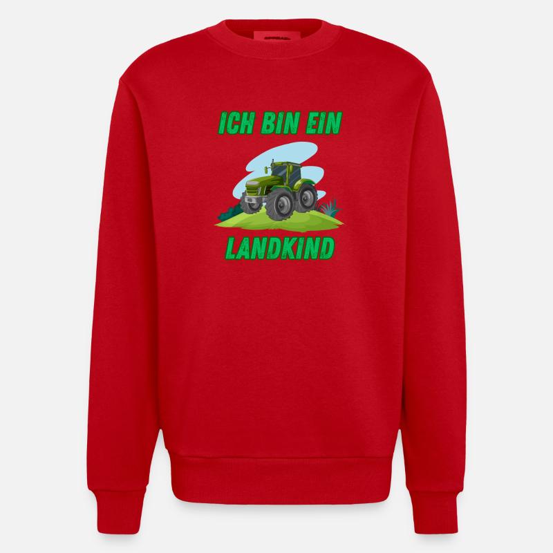 Traktor - Ich bin ein Landkind - Heavyweight Oversized Organic Crew Neck Made in EU - Rot