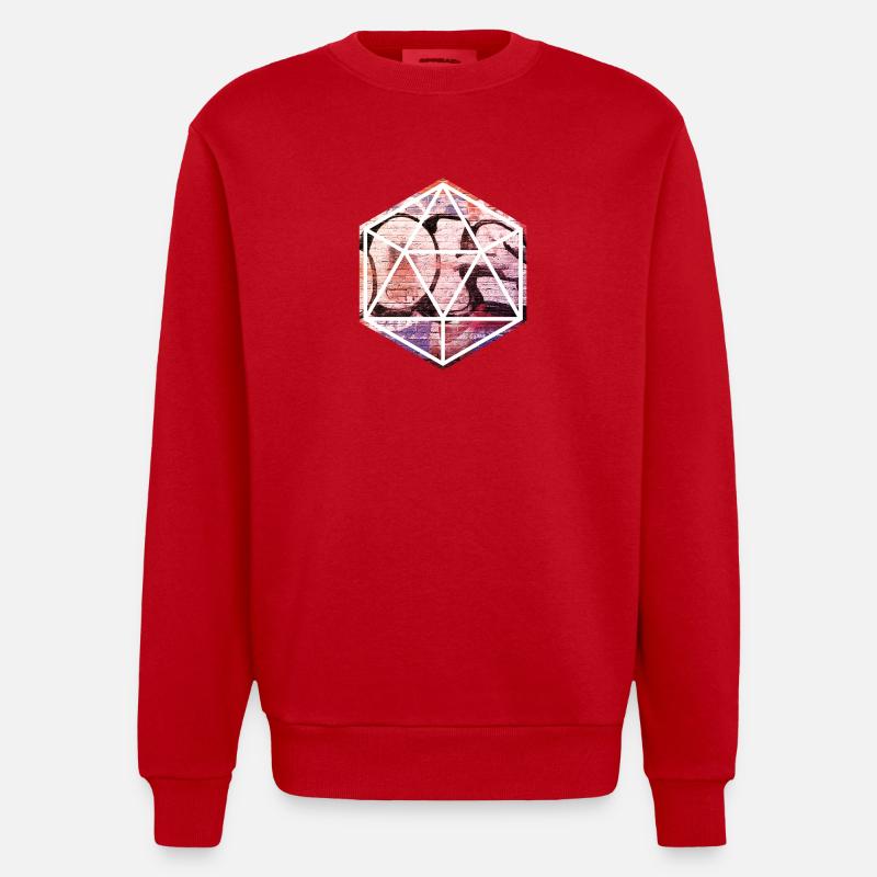 Geometrisches Graffiti-Prisma - Heavyweight Oversized Organic Crew Neck Made in EU - Rot