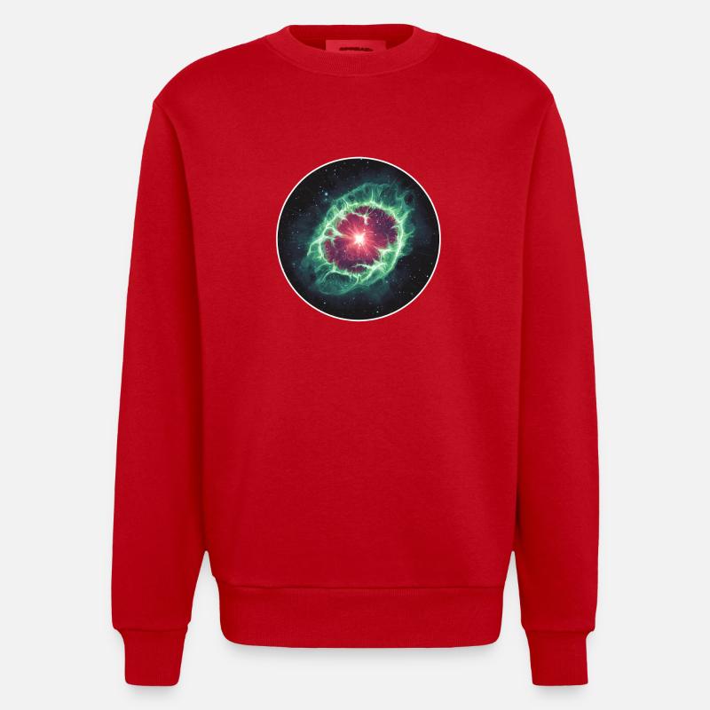 Astronomy Space Planetary Nebula Shell - Heavyweight Oversized Organic Crew Neck Made in EU - red