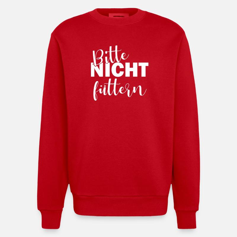Please do not feed - Heavyweight Oversized Organic Crew Neck Made in EU - red