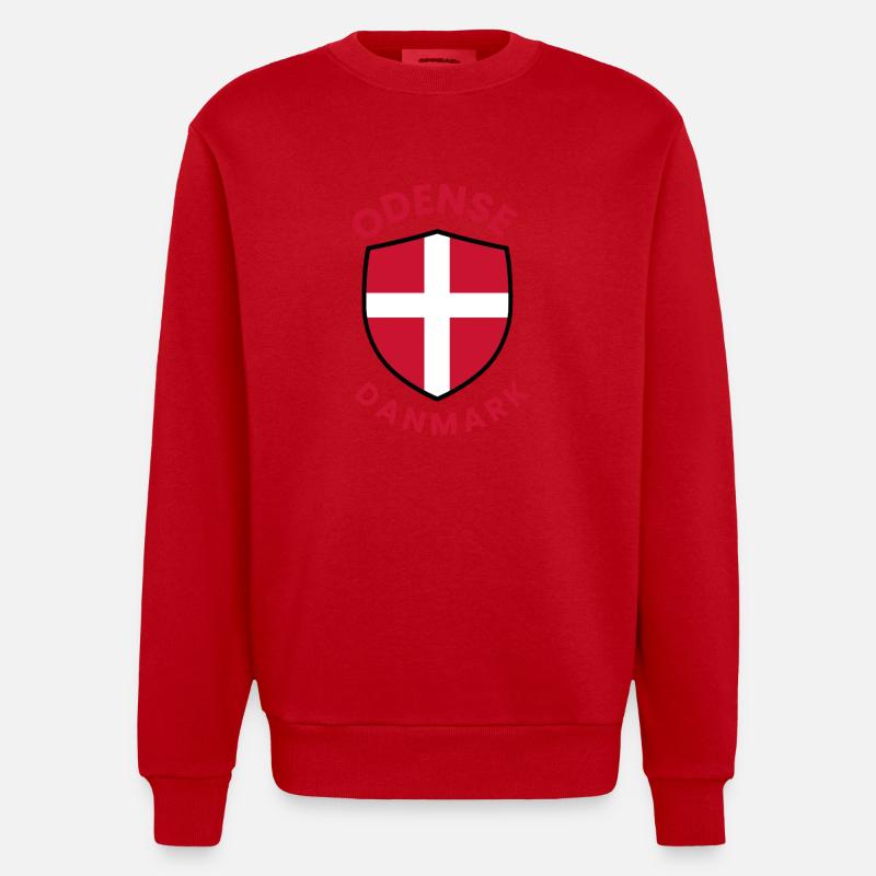 Blason du drapeau du Danemark d’Odense - Sweat bio épais oversize fabriqué en UE - rouge