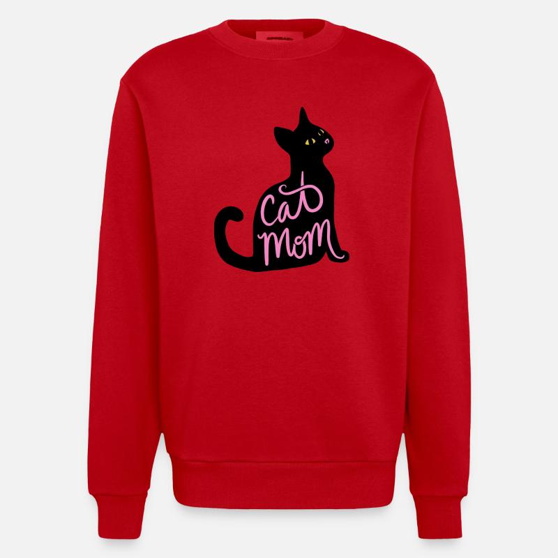 Script néon de Cat Mom - Sweat bio épais oversize fabriqué en UE - rouge