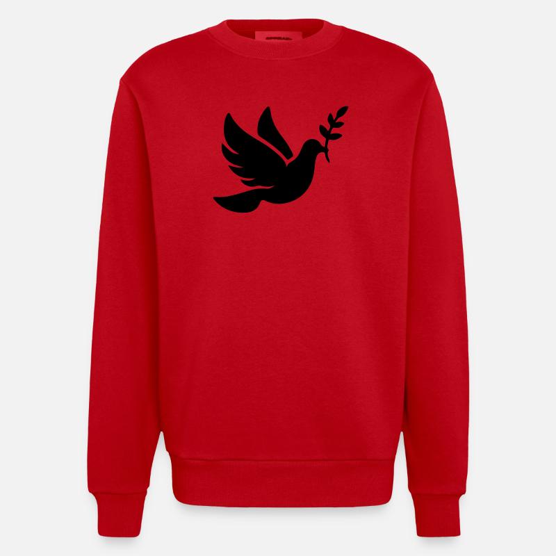 Taube Frieden Glaube - Heavyweight Oversized Organic Crew Neck Made in EU - Rot
