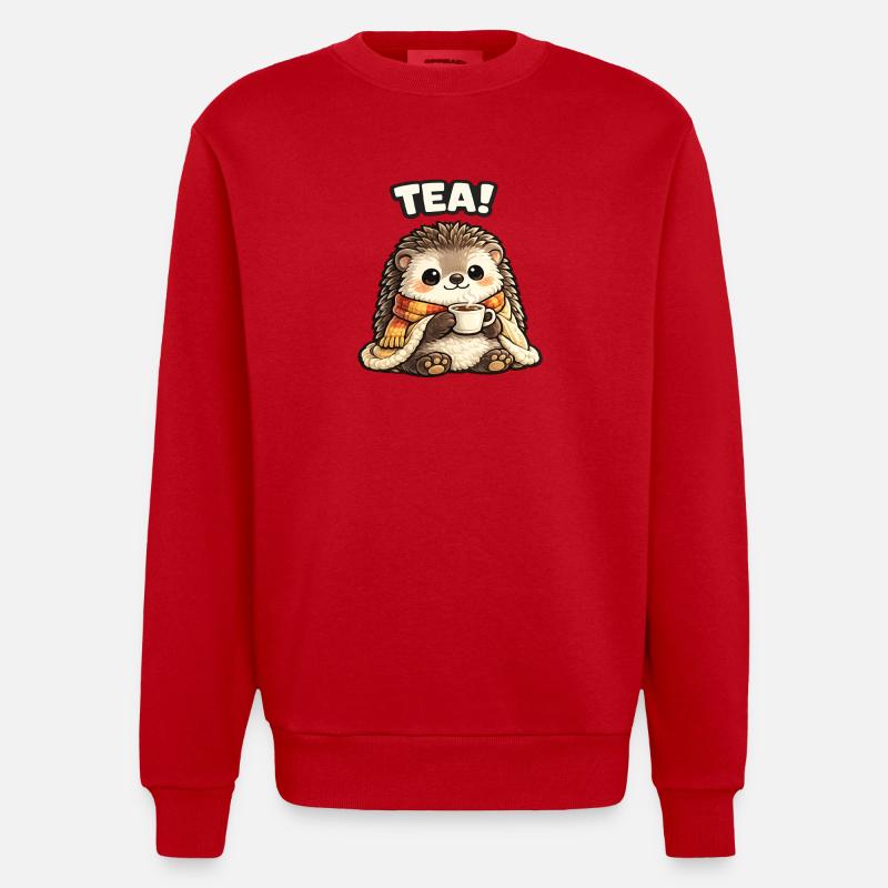 H Hérisson Tee Time Douillet - Sweat bio épais oversize fabriqué en UE - rouge