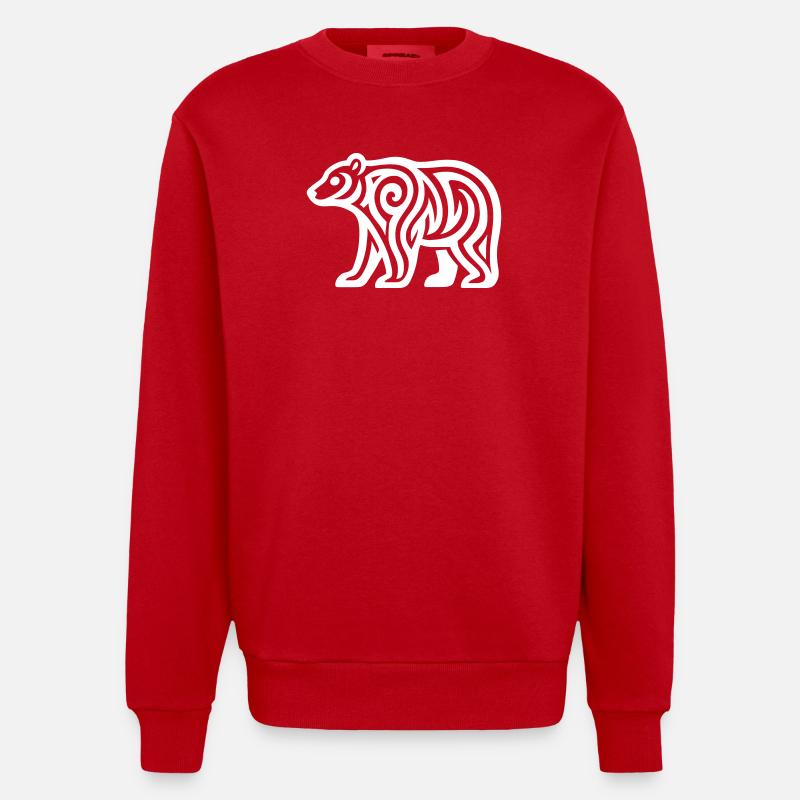 Just a White Bear #1 / JustN-imal - Sweat bio épais oversize fabriqué en UE - rouge