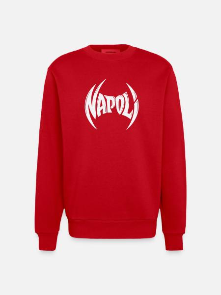 Napoli Crest Typography - Heavyweight Oversized Organic Crew Neck Made in EU - red