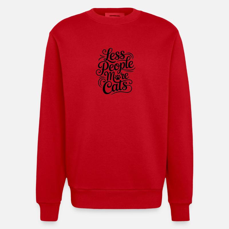 Moins de monde, plus de chats - Sweat bio épais oversize fabriqué en UE - rouge