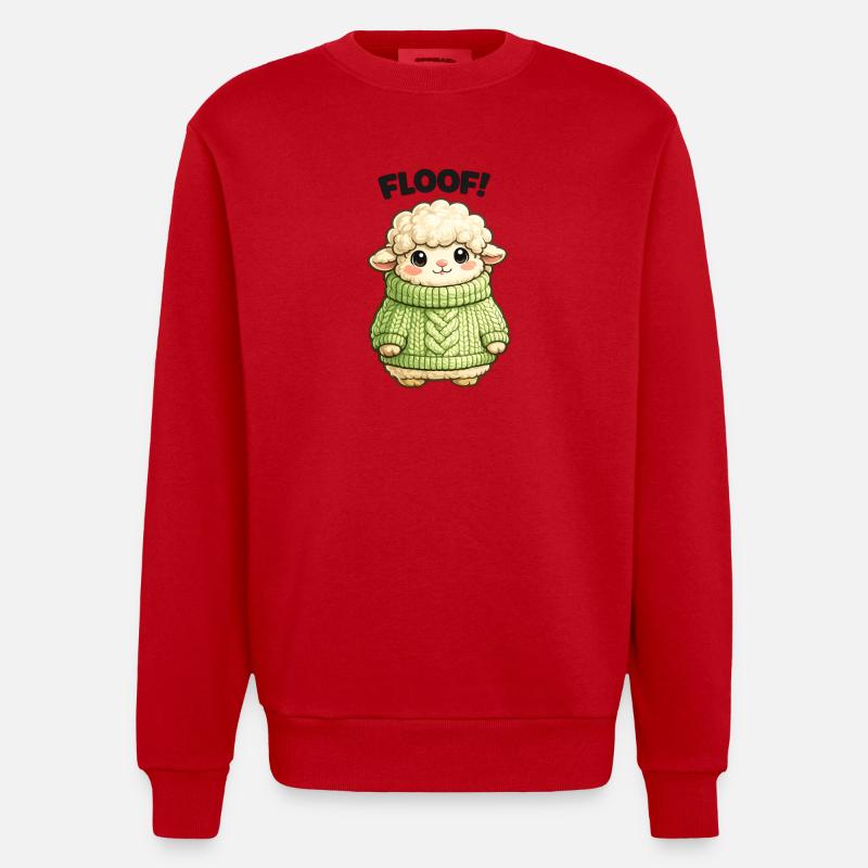 Kuscheliges Schäfchen Pullover Design - Heavyweight Oversized Organic Crew Neck Made in EU - Rot
