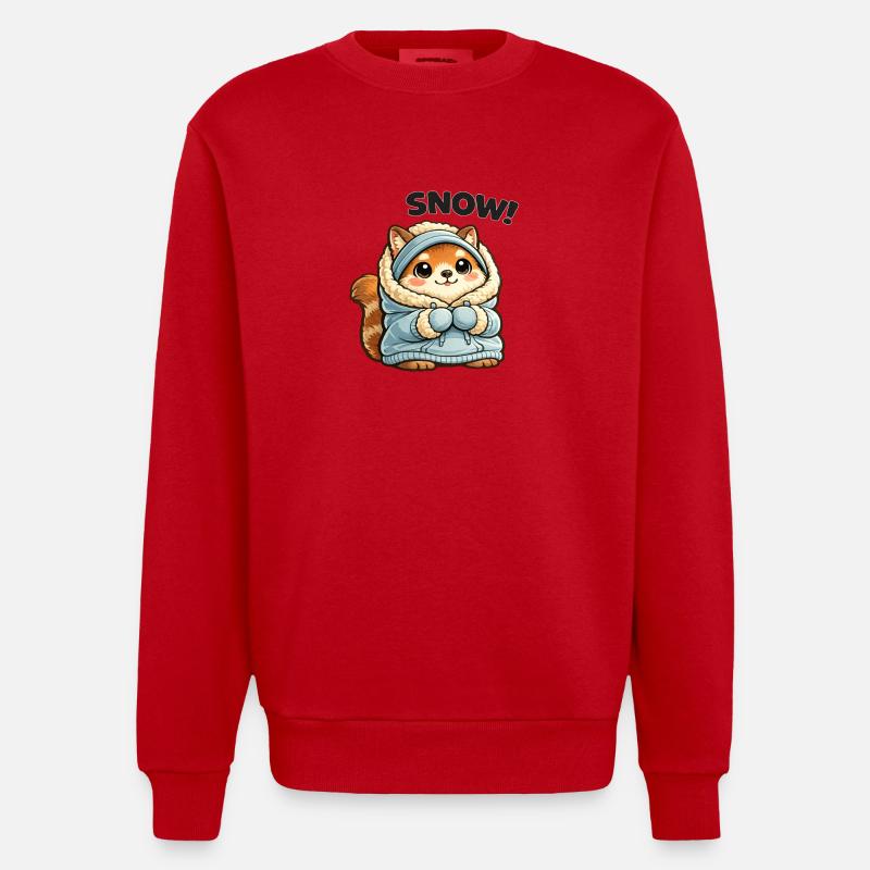 Renard en pull d’hiver - Sweat bio épais oversize fabriqué en UE - rouge