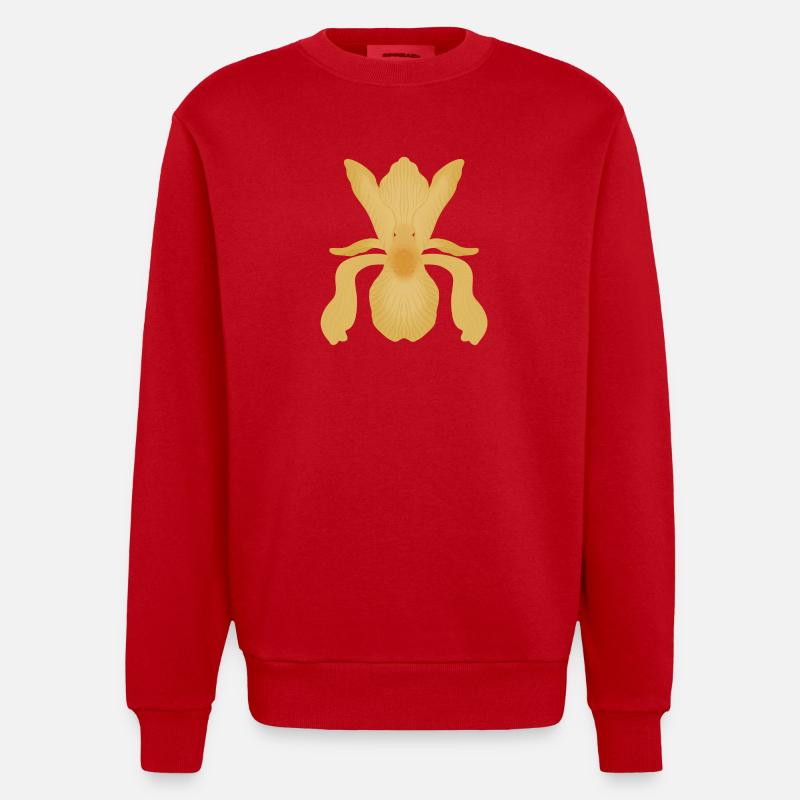 Floraison d’Iris doré - Sweat bio épais oversize fabriqué en UE - rouge