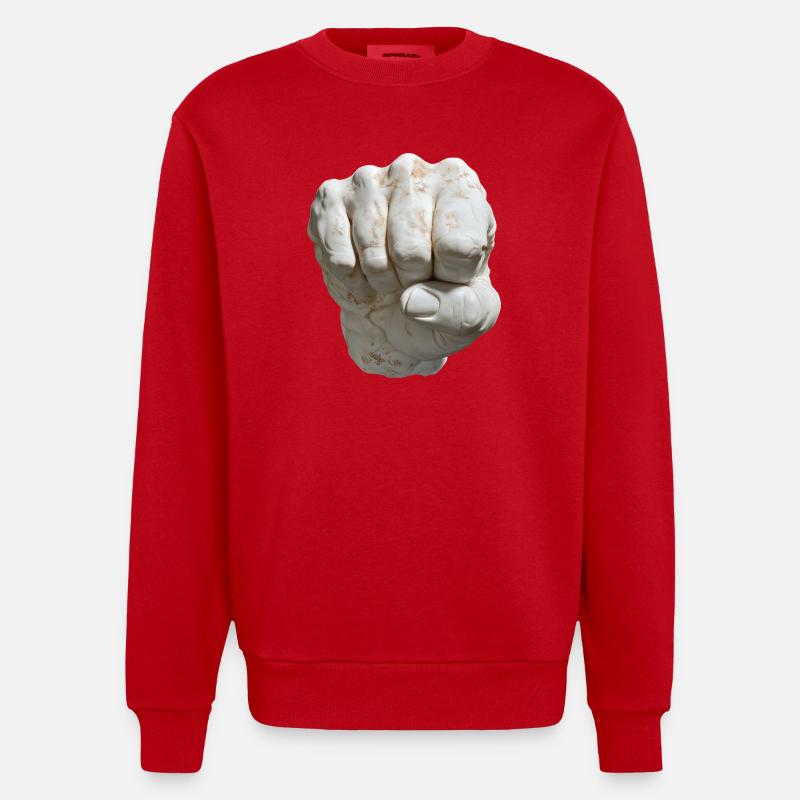 Look de marbre à poing fixe - Sweat bio épais oversize fabriqué en UE - rouge
