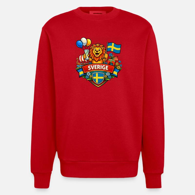 Logo joyeux de la Suède - Sweat bio épais oversize fabriqué en UE - rouge