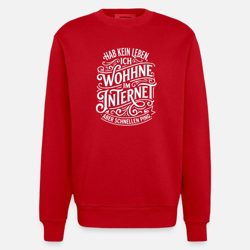 Je vis sur Internet Citation - Sweat bio épais oversize fabriqué en UE - rouge