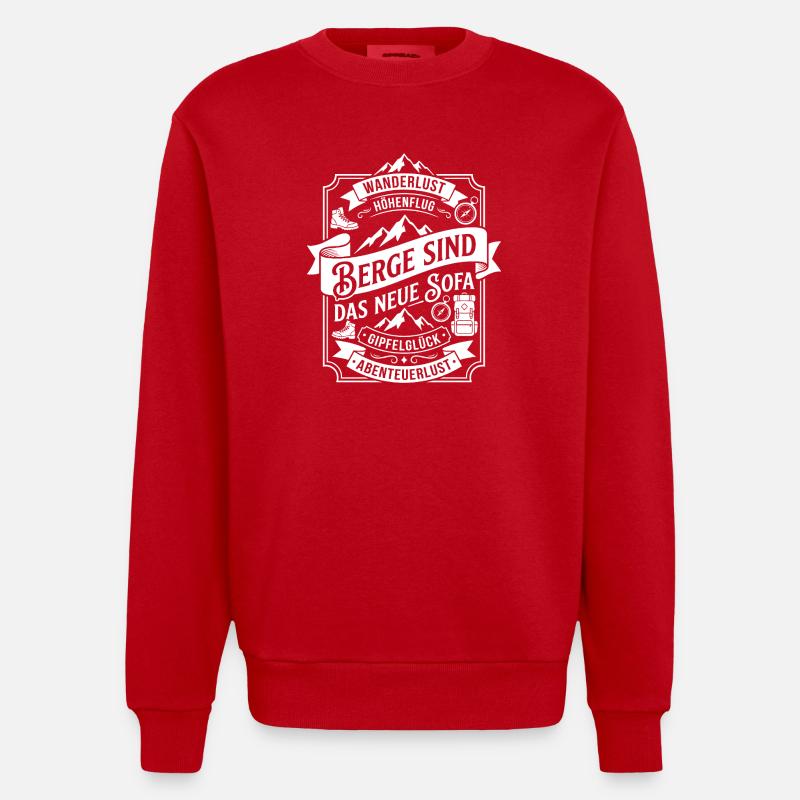 Berge Sind Das Neue Sofa - Heavyweight Oversized Organic Crew Neck Made in EU - Rot