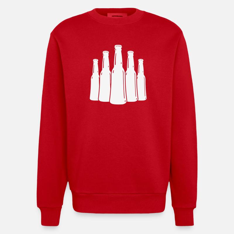 Bierflaschen Silhouette - Heavyweight Oversized Organic Crew Neck Made in EU - Rot
