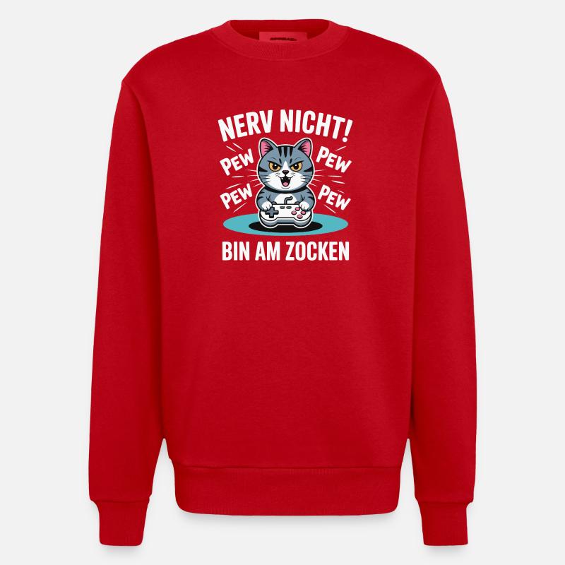 Courage Not I Gaming Cat Design - Sweat bio épais oversize fabriqué en UE - rouge