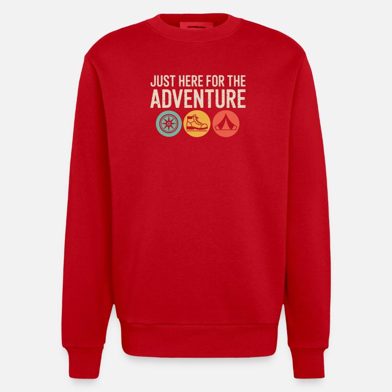 Juste là pour l’aventure - Sweat bio épais oversize fabriqué en UE - rouge