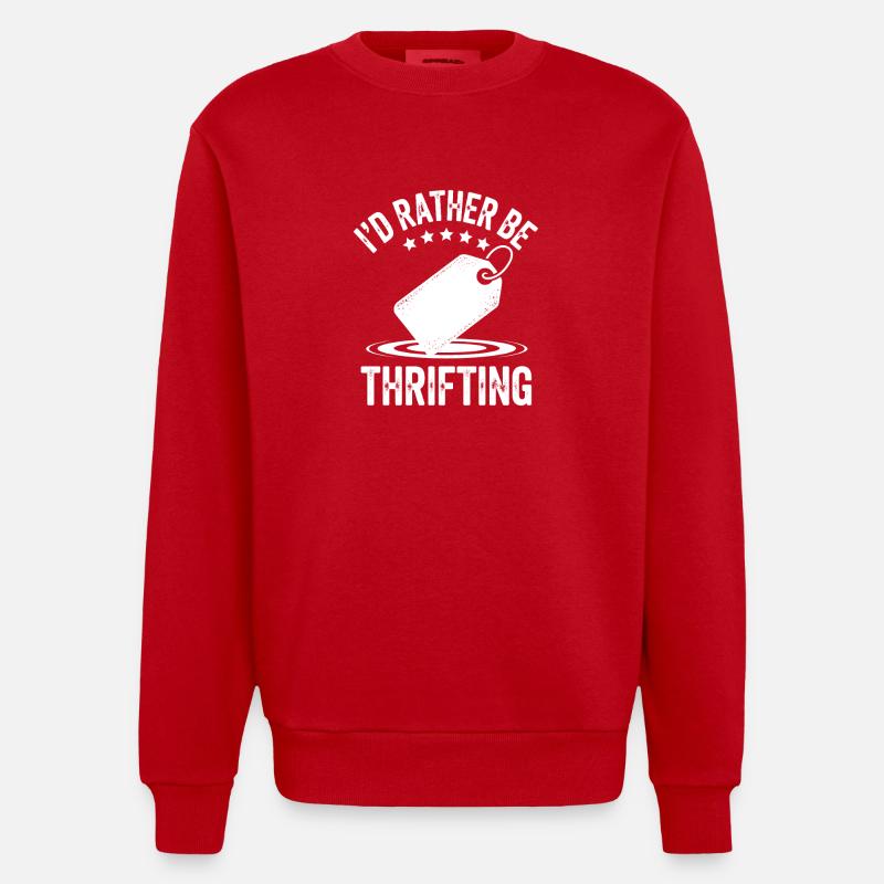 I'd Rather Be Thrifting - Heavyweight Oversized Organic Crew Neck Made in EU - red
