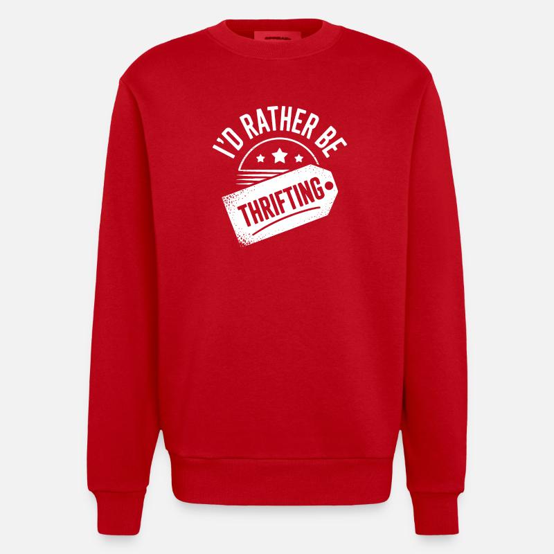 I'd Rather Be Thrifting - Heavyweight Oversized Organic Crew Neck Made in EU - red