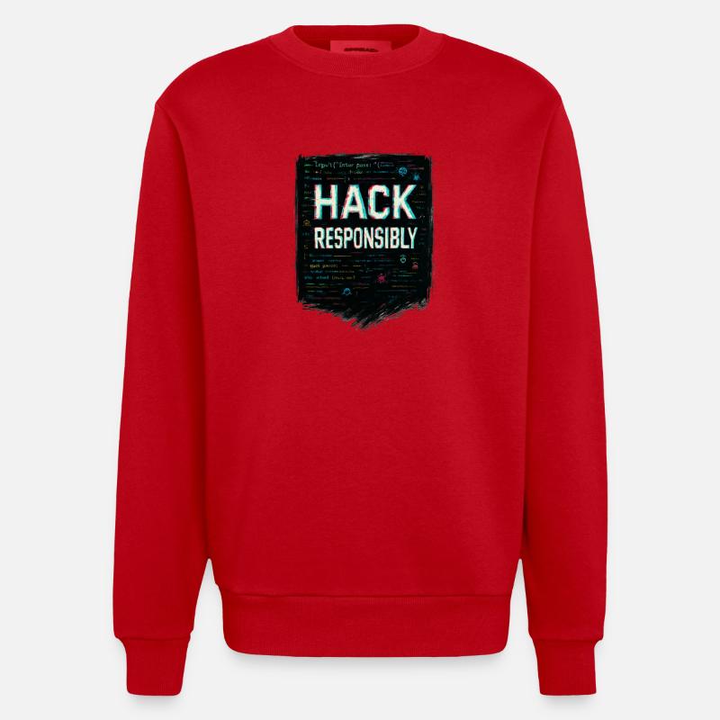 Cybersécurité : Hack Responsibility - Sweat bio épais oversize fabriqué en UE - rouge