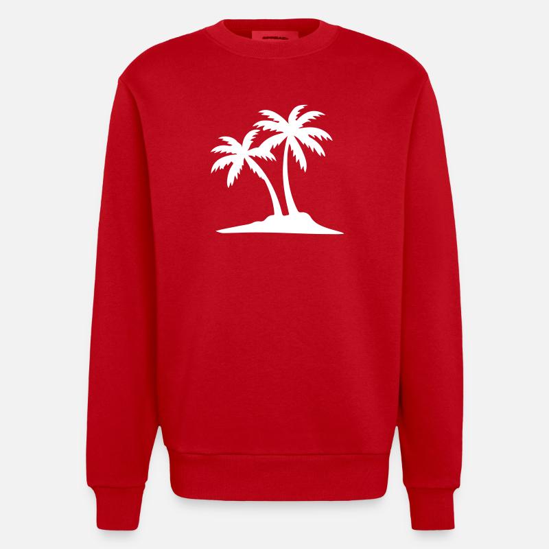 Icône du palmier de l’île - Sweat bio épais oversize fabriqué en UE - rouge