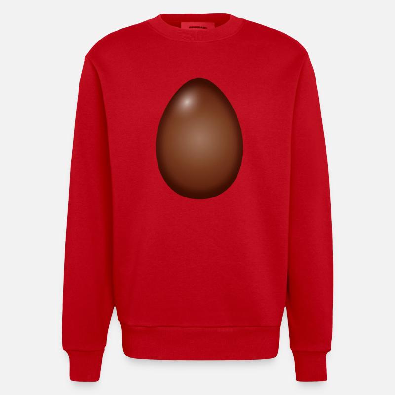 Chocolate Easter egg classic and simple - Heavyweight Oversized Organic Crew Neck Made in EU - red