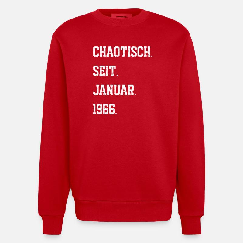 Chaotisch seit Januar 1966 - Heavyweight Oversized Organic Crew Neck Made in EU - Rot